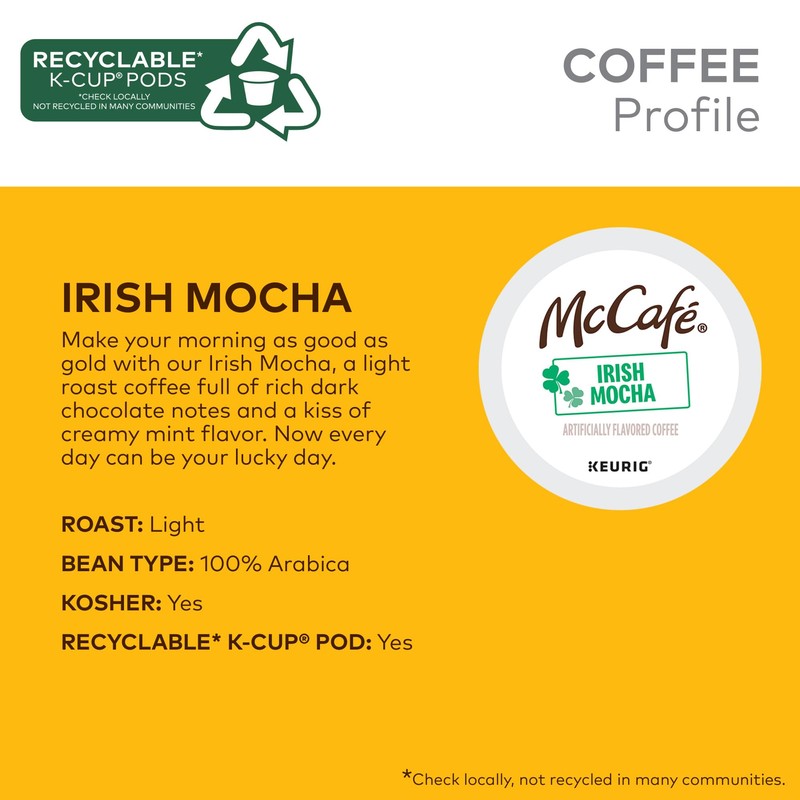 McCafe Irish Mocha Coffee, Single-Serve Keurig K-Cup Pods, 60 Count