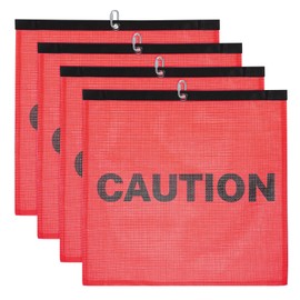 MECCANIXITY Red Safety Flags for Trucks, 18x18" Warning Safety Flag with Buckle High Visibility Printing CAUTION Flag for Trucks Trailer Oversize Load Warning (Pack of 4)