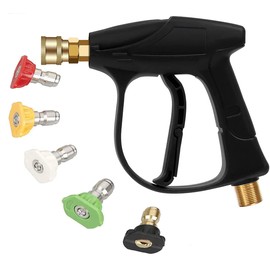 High Pressure Gun Water 4350 PSI Pressure Washer Gun M22 (14 mm) Internal Thread and 1/4 Inch Quick Connection Adapter and 5 Nozzle Tips for Car Washing, Home Cleaning