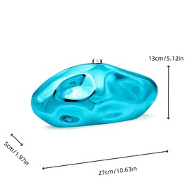 PSBIY Women Acrylic Evening Clutch Purse Unique Metallic Lattice Pattern Handbag Glitter Crossbody Bag for Banquet Prom, Sky Blue