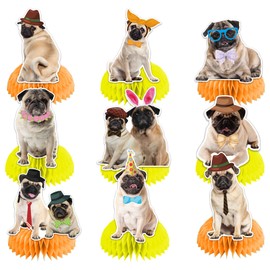 9 PCS Pug Honeycomb Centerpieces Table Decorations Pug Table Centerpieces for Pug Dog Party Supplies Birthday Party Decorations