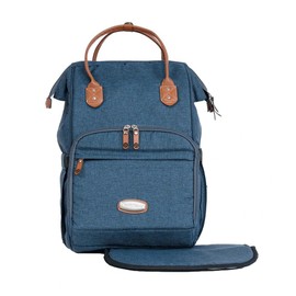 Diaper Bag with leather Handles, Multi-Purpose Mommy daiper bag Backpack (Dark blue)