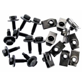 SFS Chevy Body Bolts & U-nut Clips- 1/4-20 x 15/16"- 7/16" Hex- 20pcs (10ea)- #157