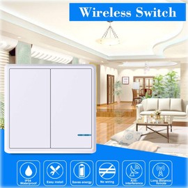 SuperInk 2-Gang Wireless Light Switch with Receiver Kit Outdoor 1900 ft Indoors 229 ft - Remote Ceiling Lamp LED Bulb - IP54 Waterproof Design (1 Switch, 2 Receiver)