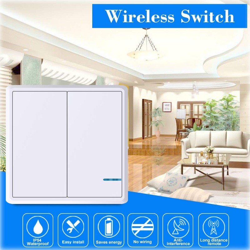 SuperInk 2-Gang Wireless Light Switch with Receiver Kit Outdoor 1900