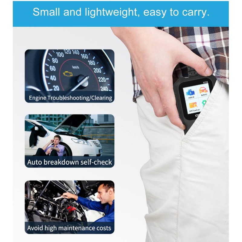 OBD2-Scanner, V318 OBD2-Scanner 1,8-Zoll-Farbbildschirm 10 Sprachen Fehlerleser Autodiagnosetool Autoversicherung &