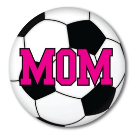 Magnet Me Up Soccer Mom Sport Magnet Decal, 5 Inch Round, Pink, White, and Black, Heavy Duty Automotive Magnet for Car, Truck, SUV, or Any Other Magnetic Surface