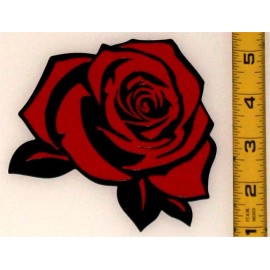 The Cyber Cave Beautiful Rose! High Quality, High Gloss 4.5" x 4.5" Vinyl Decal! - Red on Black