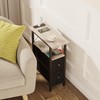 TRIFEBLE End Table with Charging Station, Narrow Side Table with