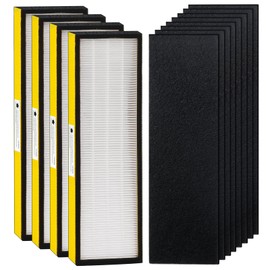 FLT4825 HEPA Filter B Replacement Compatible with G-Guardian Air Purifier AC4825 AC4825E AC4825W AC4300 AC4800 AC4850 AC4900 by Techecook - 4 x True H13 HEPA Filters, 8 x Activated Carbon Pre-Filters