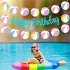 Beach Ball Happy Birthday Banners Glitter Blue Hawaiian Beach Pool