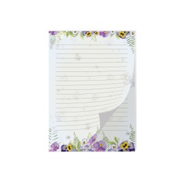 Writing Paper Motif Nature Violet Flowers Pastel Letter Pad for Girls Children and Adults Gift (A4 Pad with 25 Sheets)