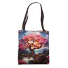 Cherry Blossom Japanese Sakura Tree Mosaic Style Tote Bag