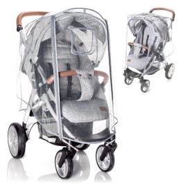 Zamboo Universal Rain Cover Buggy with Full Front Opening - Rain Cover Pushchair & Pushchair with Window and Double Zip for Opening - Transparent, Non-Toxic