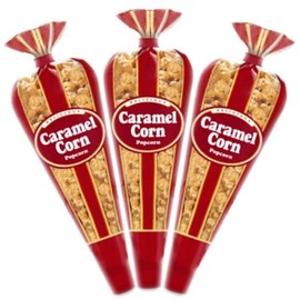 Gourmet Popcorn - 3 Caramel Corn Mini Cones & Exclusive Inspirational Vinyl Sticker - Small Storage Space Friendly & Great Stocking Stuffers! 6.6oz total