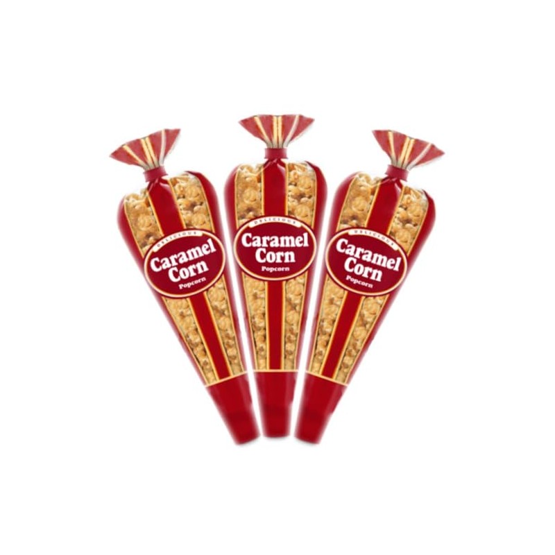 Gourmet Popcorn - 3 Caramel Corn Mini Cones & Exclusive