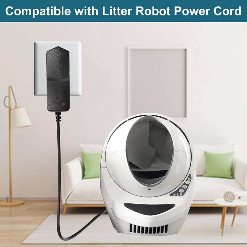 15V Power Adapter Compatible with Litter Robot 2, 3, 4