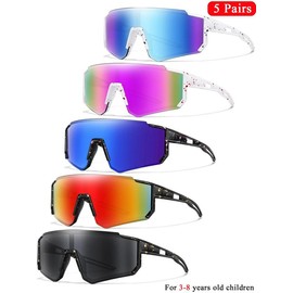 Kid's Outdoor Sports Tinted Lens Sunglasses, Windproof Shield Frame Sunglasses for Girls & Boys, Fashionable Accessories for Cycling Hiking Fishing Travel Beach Vacation:_Multicolor8_one-size