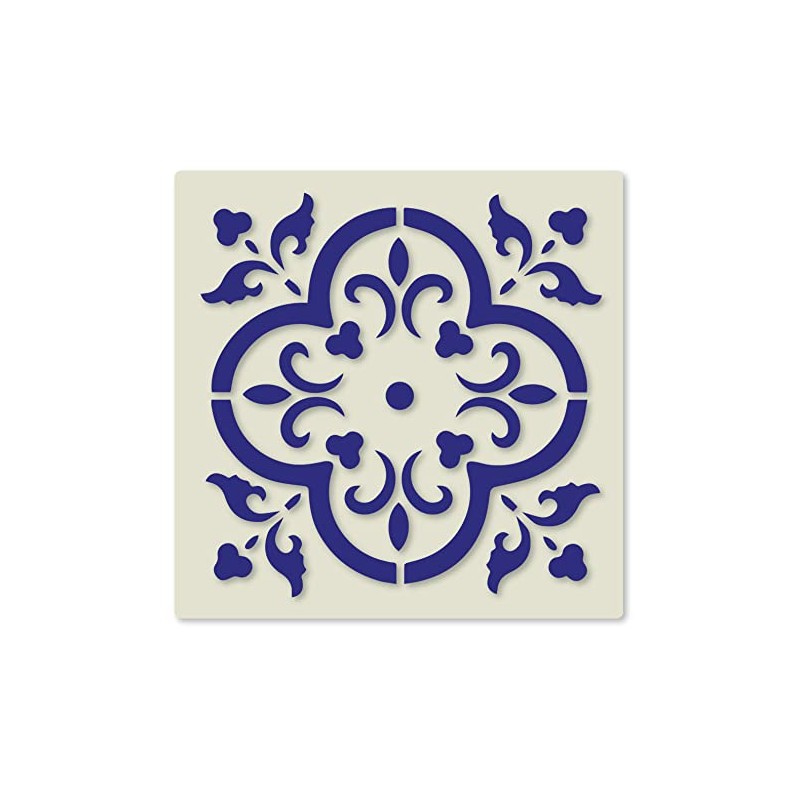Mediterranean No.3 Tile Crafting Stencil Washable Reusable Mylar (10cm)