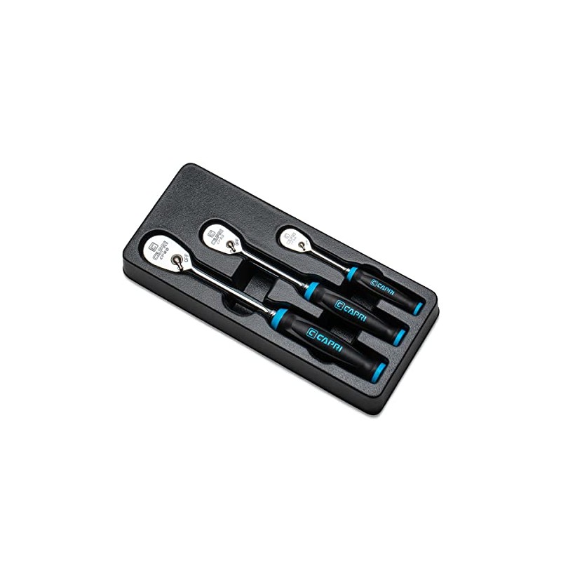 Capri Tools Fine 90-Tooth Ratchet Set, Ergonomic Soft Grip, 1/4,