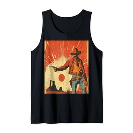 Retro Vintage 1950s Western Ranch Cowboy Hat Desert Art Tank Top