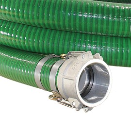 Suction Pump Water Hose with Pump Threads / Camlock - Green Trash Pump Hose - 2" x 20'