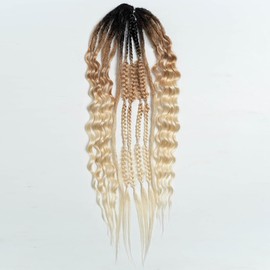 FASHION IDOL MIX crochet hair includes box braids curly hair twist butterfly braids and locs with straight hair ends 24 Inches combining multiple hairstyles together