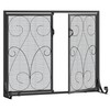 Kingson 2-Panel Fireplace Screen with Doors Handcrafted Wrought Iron Decorative