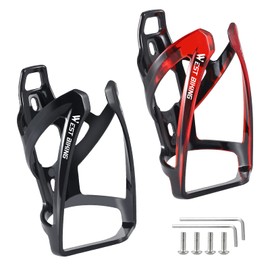 West Biking Bike Water Bottle Holder Ultra-Light Durable PC Bicycle Bottle Cages with Screws Tool, Easy Installation Bike Cup Holder for Road MTB Bikes Outdoor Cycling (Black-Black red)