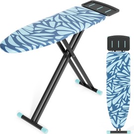 APEXCHASER Ironing Board, Full Size Iron Board, No Assembly, Height Adjustable 28-36 Inches, Reinforced Anti-Skid Legs with Iron Rest, Heat-Resistant Cover, for Home, Laundry, Dorm,13" x 43", Blue