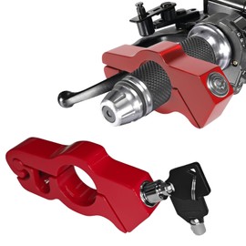 Pvotawp Motorcycle Locks Anti Theft Motorcycle Throttle Lock, Heavy Duty Bike Handlebar Lock Motorcycle Alarm Scooter Locks, Adjustable Moped Grip Brake Lever Security Motorcycle Locks (Red)