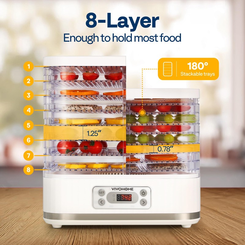 VIVOHOME Electric 8 Trays Food Dehydrator, 400W Hydrator Machine with