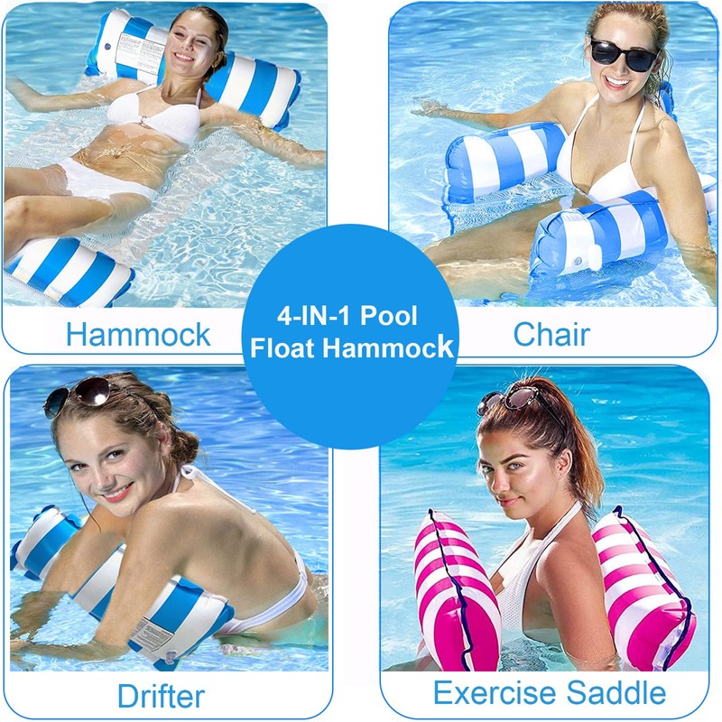 2 Pack Pool Inflatables Water Hammock for Adults, 4-in-1 Inflatable