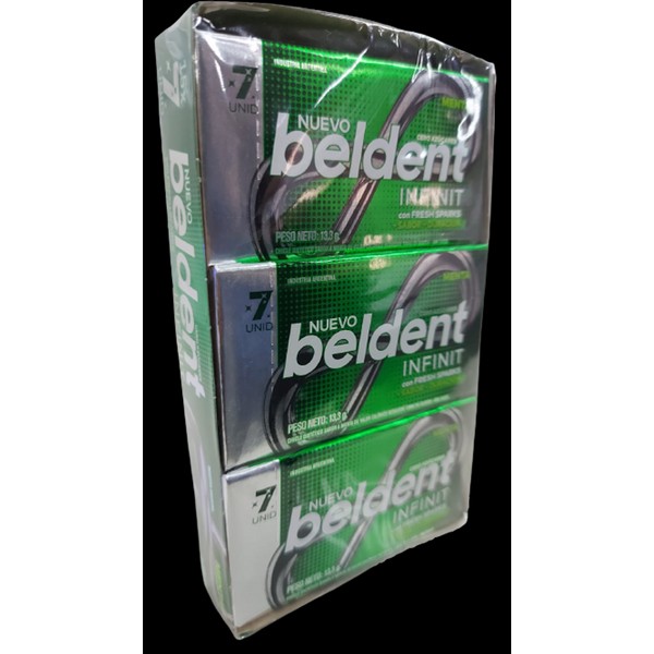 Beldent Infinit Menta Fresh Sparks Mint Bubblegum Sugar Free Extra Duration, 13.3 g / 0.46 oz (box of 15)