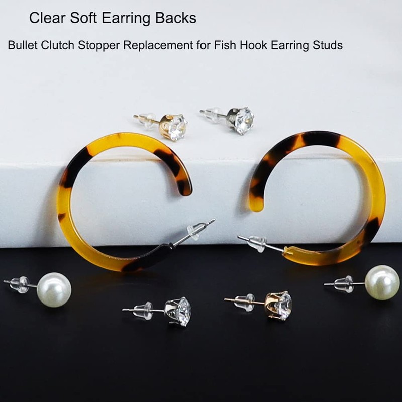 Clear Earring Backings, 500Pcs Earring Backs Replacements Hypoallergenic Secure Earring