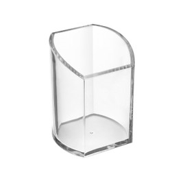 OSCO Clear Acrylic Curved Pen Pot | Pencil Holder | Desk Tidy | Office Organiser | Makeup Storage | Cosmetics Display | H10 x W7.5 x D7 cm |
