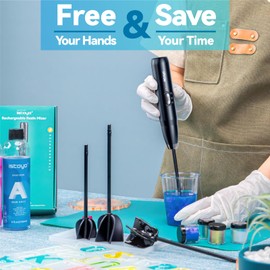 ISTOYO Rechargeable Resin Mixer, Epoxy Mixer for Saving Your Wrist, Epoxy Resin Mixer for Resin Molds, Resin Supplies, Silicone Molds Mixing, DIY Crafts (Included 4 pcs Paddles)