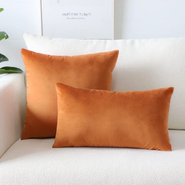 Artscope Luxury Velvet Pillow Covers Super Soft Decorative Square Throw Pillow Covers Case Cushion Covers for Sofa Couch Bedroom Car Decor (Orange, 16x16)