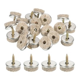 uxcell Nail-on Furniture Sliders, 24Pcs Nail-on Felt Pad Round Chair Table Feet Pads Chair Leg Floor Protectors for Hardwood Floors (Beige, 22mm/0.87")