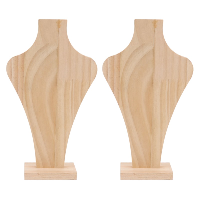 2pcs Wooden Necklace Display Stand Vase Shaped Light Weight Solid