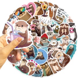 Sea and River Otter Stickers 50 Pack Laptop Stickers,Otter Stickers for Water Bottles Skateboard Scrapbook Bike Computer,Phone,-Graffiti Stickers Pack for Teens Girls Kids