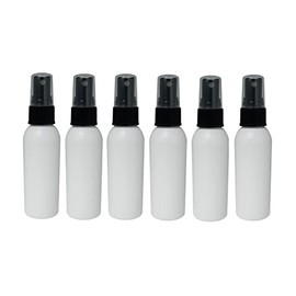 Perfume Studio 2oz White Plastic Bottles with Fine Mist Black Sprayer, Non Toxic, BPA Free MADE IN USA Travel Accessories Bottles. (2 oz, 6 Bottles)