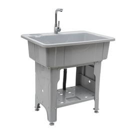 ZERNEIL Utility Laundry Sink with Washboard, 31.5in(W) Freestanding Sink Wash Station Indoor Outdoor Utility Sink for Workshop, Laundry Room, Basement (31.5in)