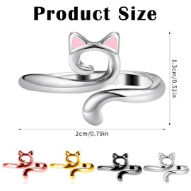 Gjinxi 5pcs Knitting Crochet Ring for Fingers Cute Cat Crochet Ring for DIY Sweater Handicrafts Adjustable Alloy Yarn Guide Ring for Crocheting Crochet Tools and Accessories for Women