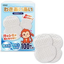 entasser Underarm Sweat Pads, Unisex, Large Capacity, Pack of 100, 10 Sheets x 10 Set, Paste Type, Sweat Wicking, Anti-Odor