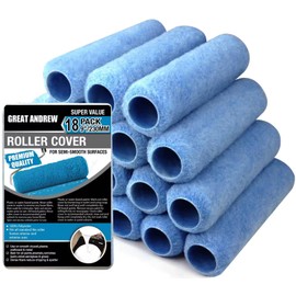 Great Andrew 18 Pack Paint Roller Covers 9 Inch 3/8-Inch Nap, Dense Fibers Large Paint Roller Kit for Painting Textured Smooth Rough Surfaces Walls Floors House