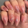 Pink Press on Nails Medium Almond Fake Nails with Pearl