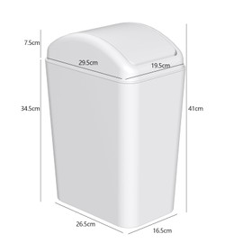 Waikhomes 15 L Garbage Bin with Swing Lid, Plastic Swing Top Trash Can (White)