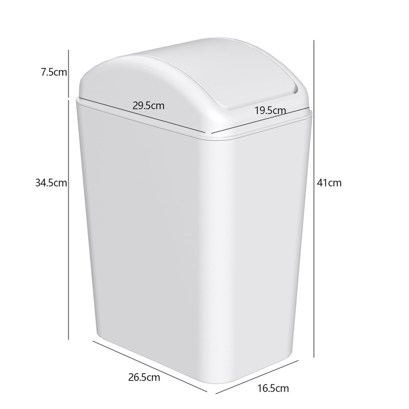 Waikhomes 15 L Garbage Bin with Swing Lid, Plastic Swing