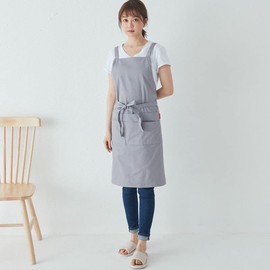 Jeelow Twill Cotton Cooking Kitchen Garden H Back Japanese Style Apron For Men Women With Pockets Adjustable (Grey Cotton)